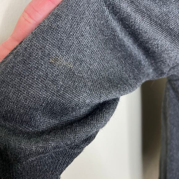 Cache Cardigan LARGE Waterfall Open Front Knit Rayon Blouson Sleeve Charcoal - Picture 9 of 10